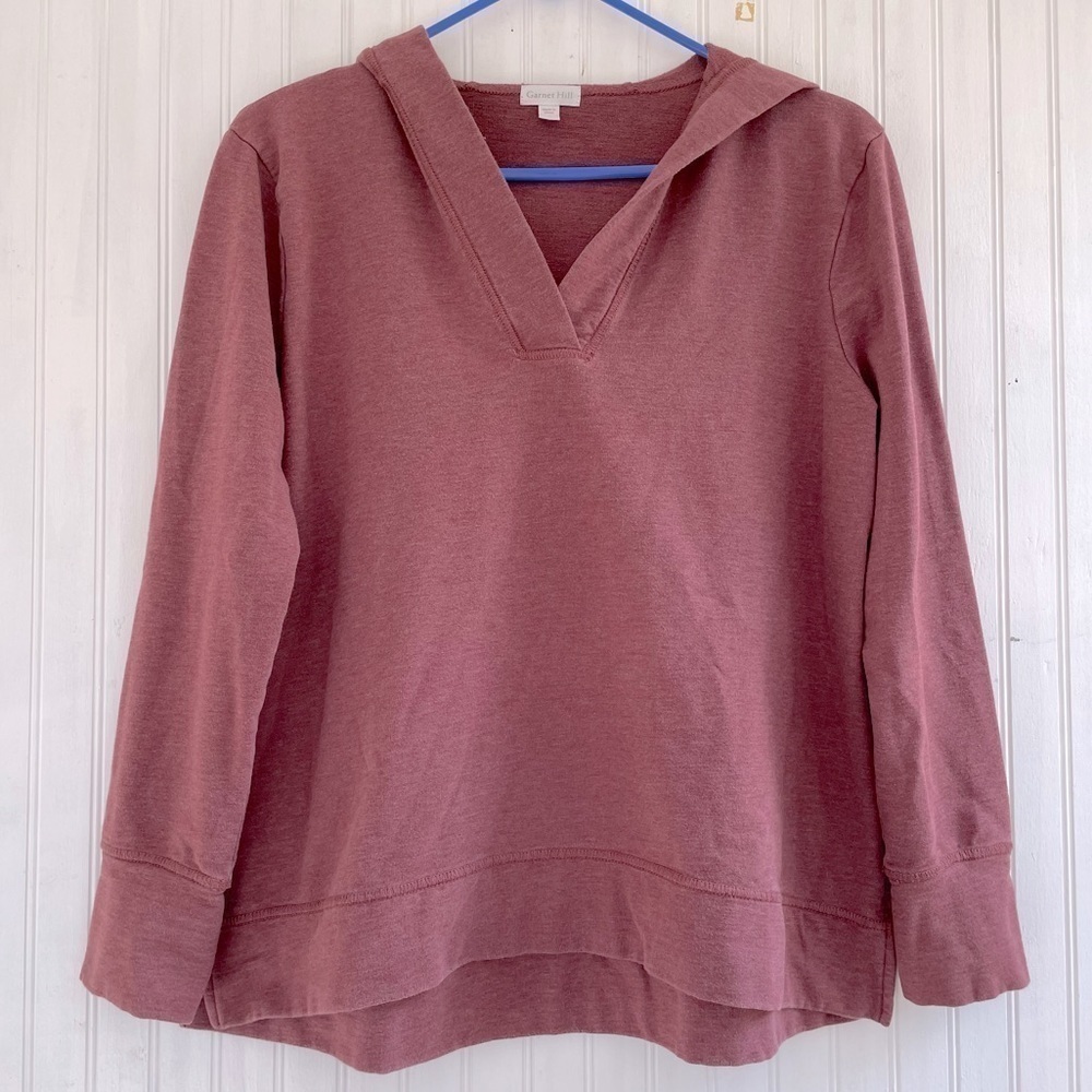 Garnet Hill Women's Dusty Red Favorite High-Low Hoodie Size Small